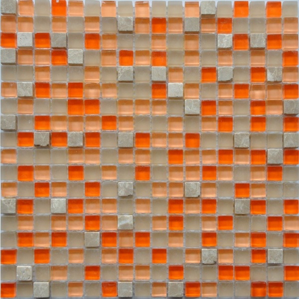 Keramograd коллекция Мозаика стеклянная с камнем элемент Мозаика Стеклянная Оранжевая GS076