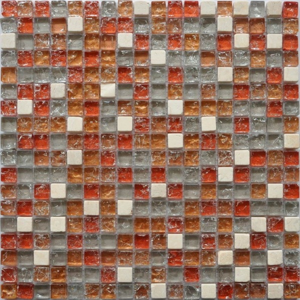 Keramograd коллекция Мозаика стеклянная с камнем элемент Мозаика Стеклянная Коричневая GS090B