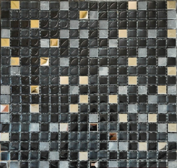 Keramograd коллекция Мозаика стеклянная с камнем элемент Мозаика Стеклянная Черная BXGS089