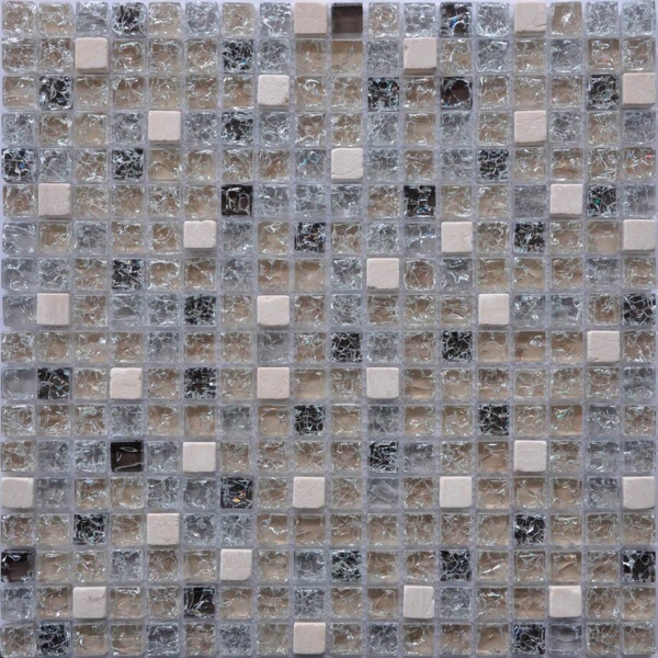 Keramograd коллекция Мозаика стеклянная с камнем элемент Мозаика Стеклянная Бело-серая GS100B